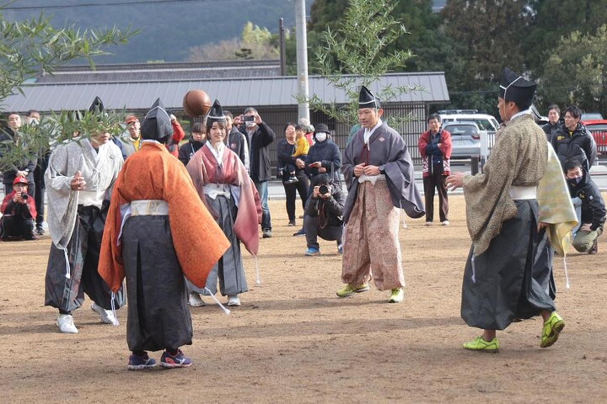 a group of people in costumes walking on a field