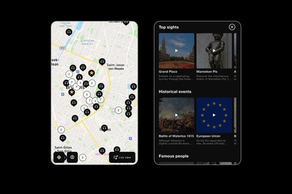 dwa telefony komórkowe leżą obok siebie z mapą