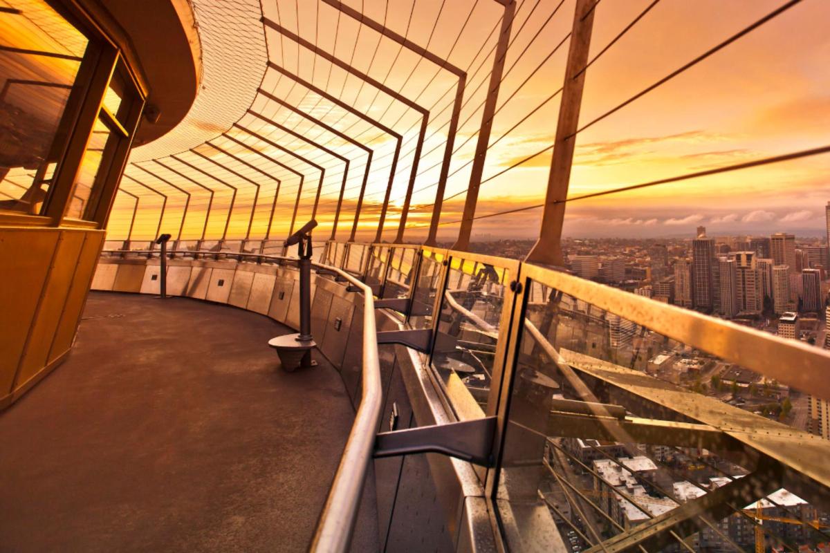 a view of the city from the top of a building