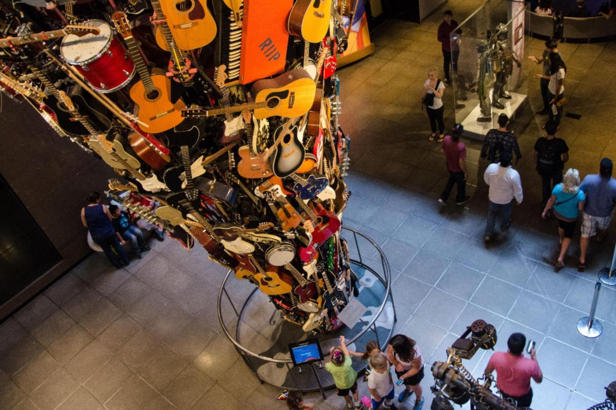 an overhead view of a carousel in a store