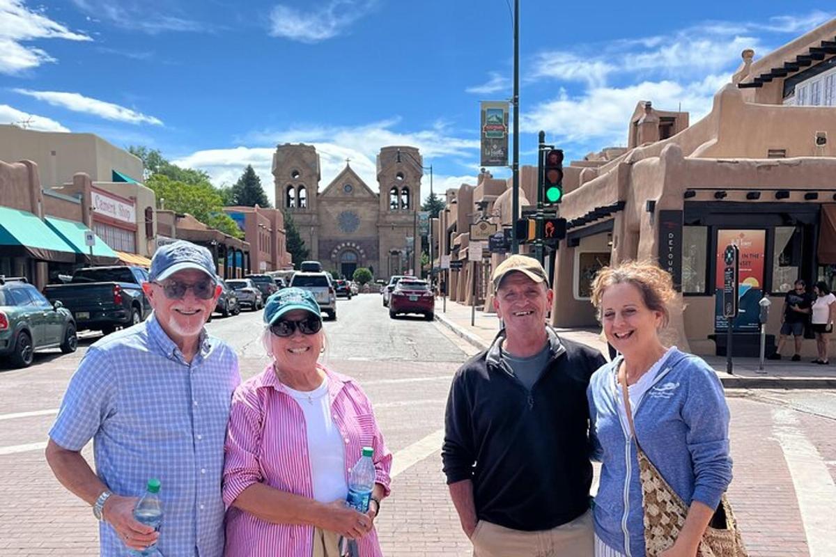 a group of people standing in front of a street