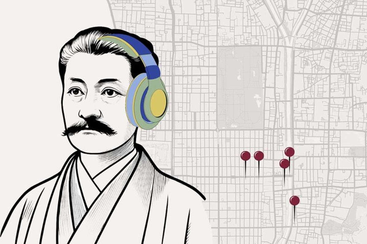 Un dibujo de un hombre con auriculares.