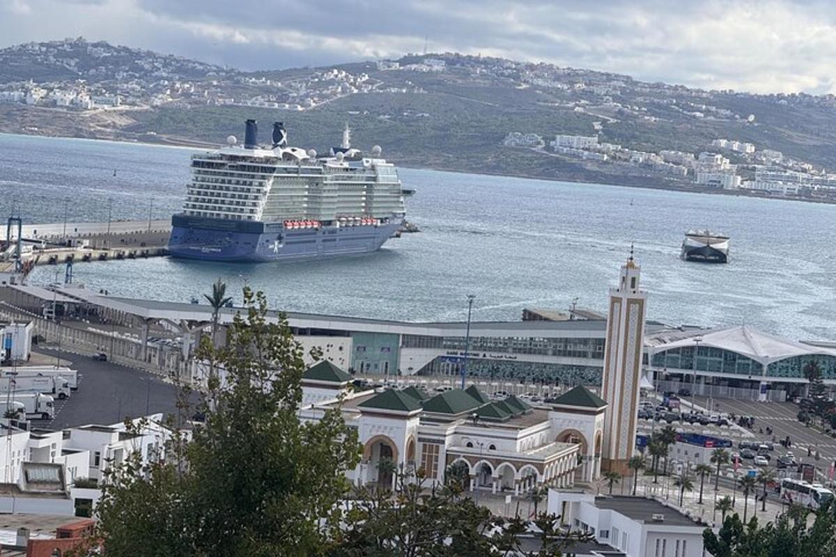 a cruise ship is docked in the water