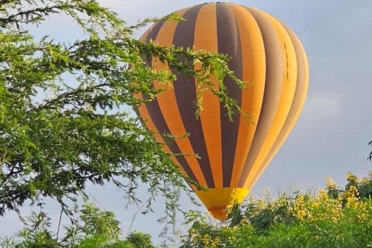 balon na vroč zrak leti po nebu