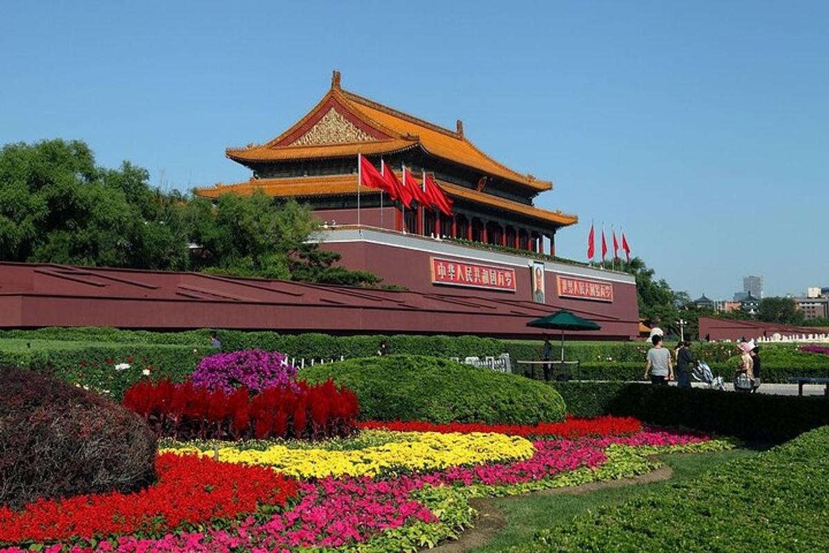 a flower garden in front of a building