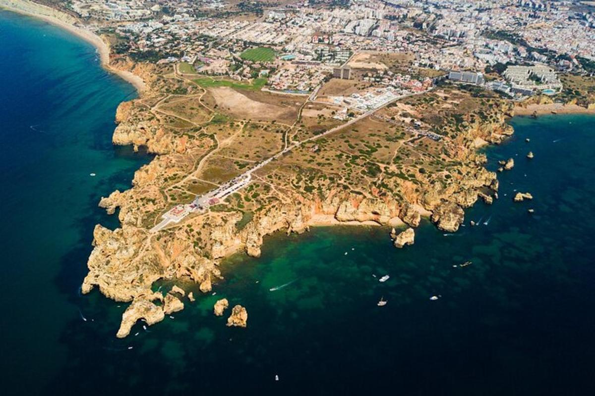 an aerial view of an island in the water