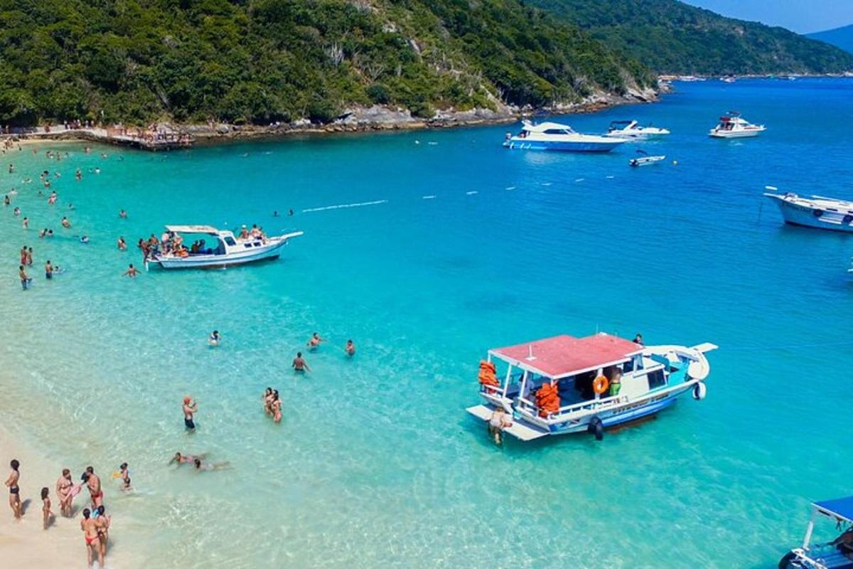 Un grupo de personas en el agua en una playa