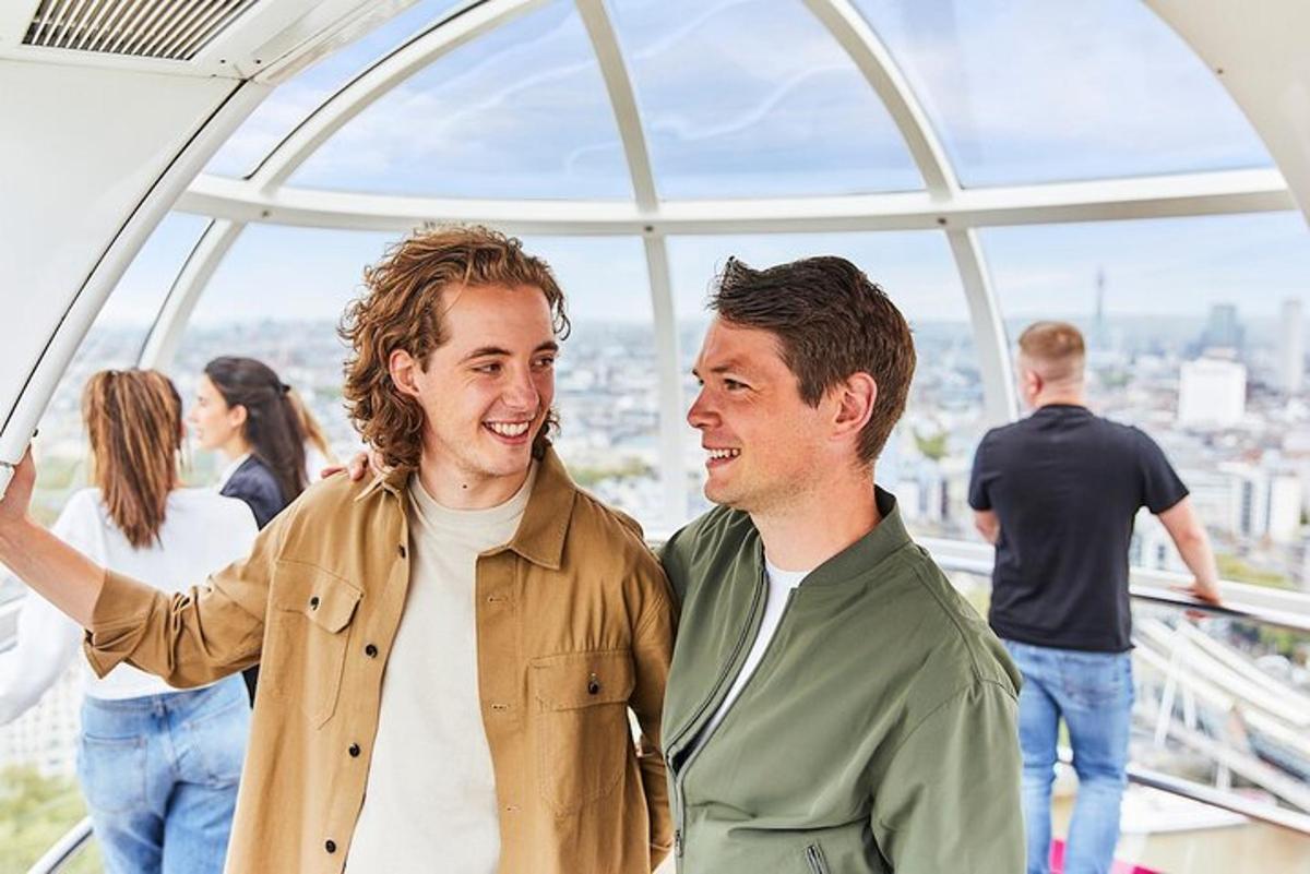 two men standing in front of a building