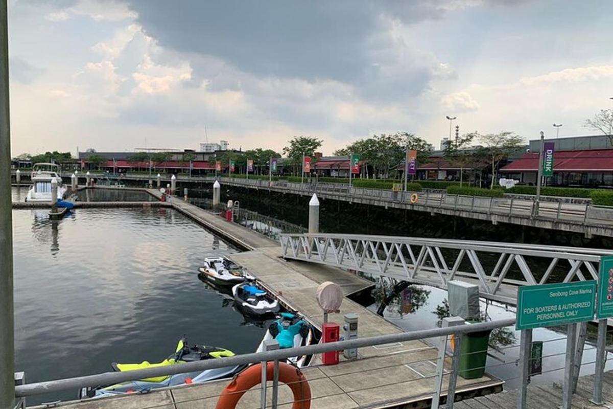 a couple of boats are parked at a dock