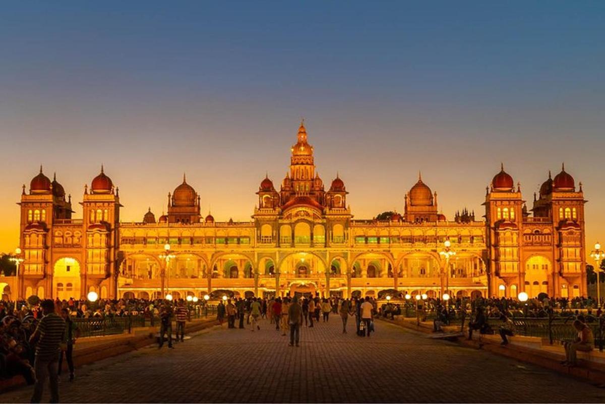 a large building with people walking in front of it