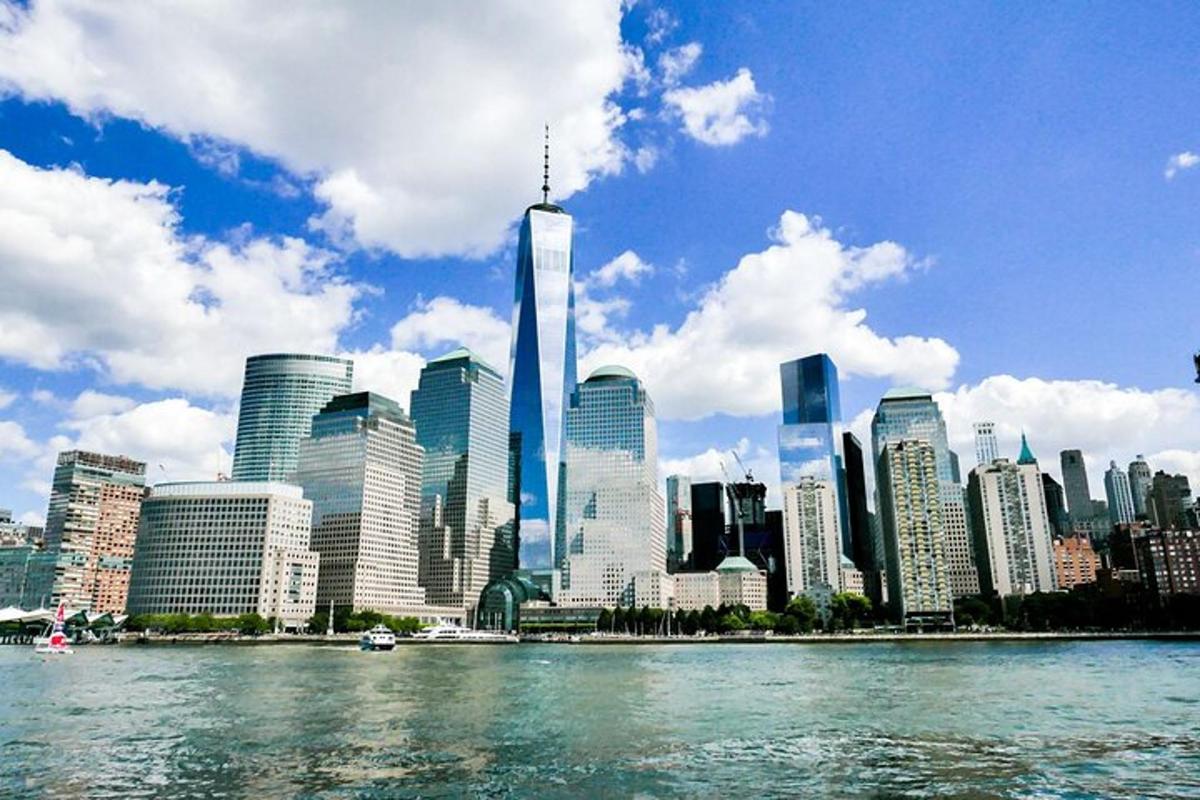 a view of a city from the water with