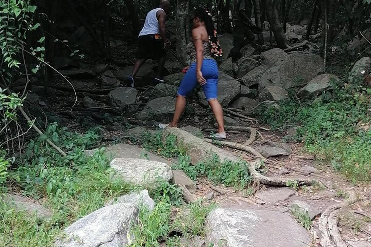 oseba, ki stoji na skalah na poti
