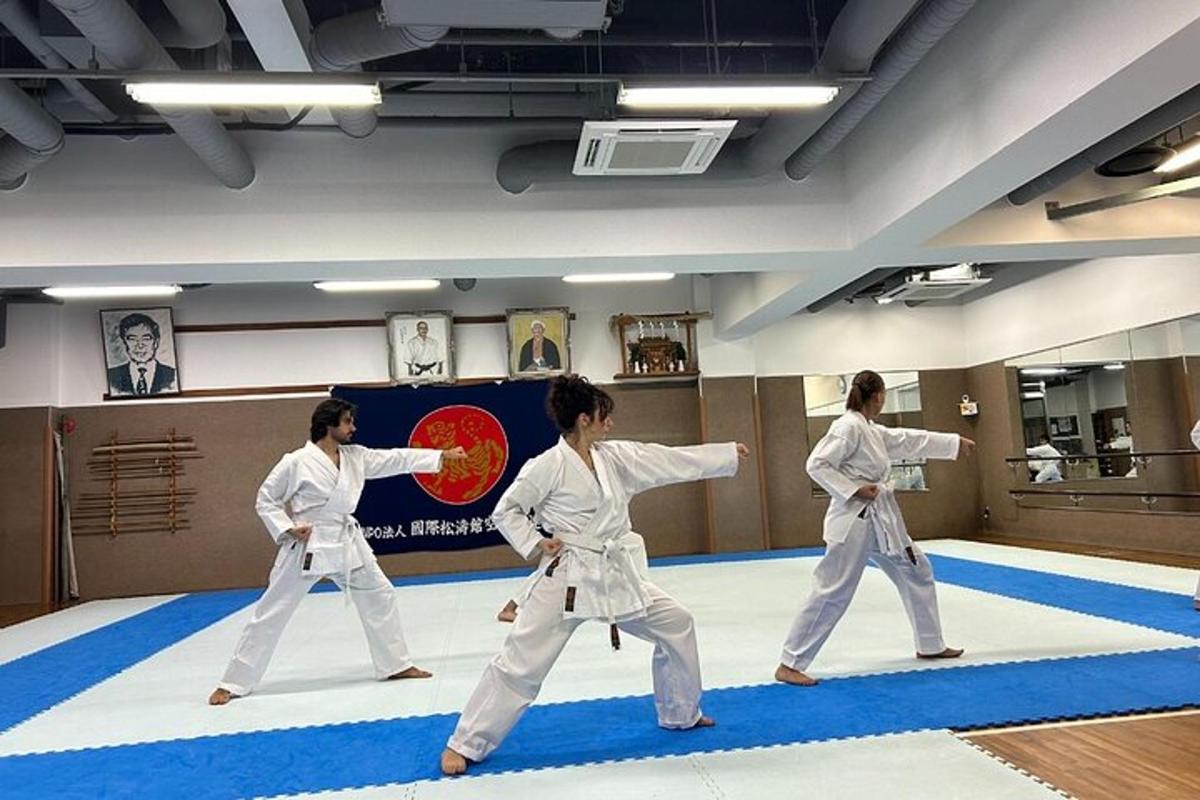skupina lidí v hodině karate