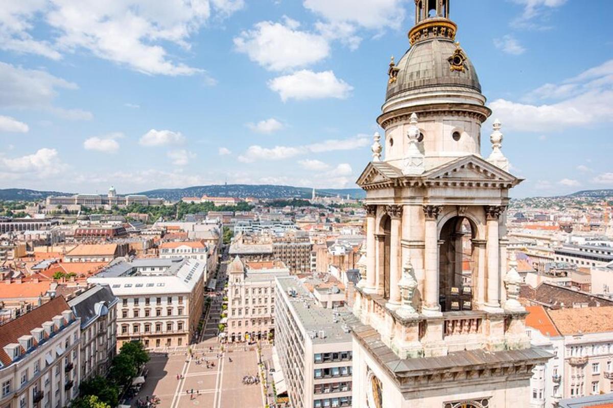 a view of the city of vienna with a clock tower