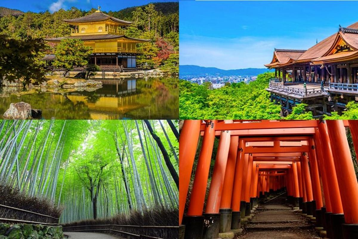 un collage di foto con un ponte e un edificio