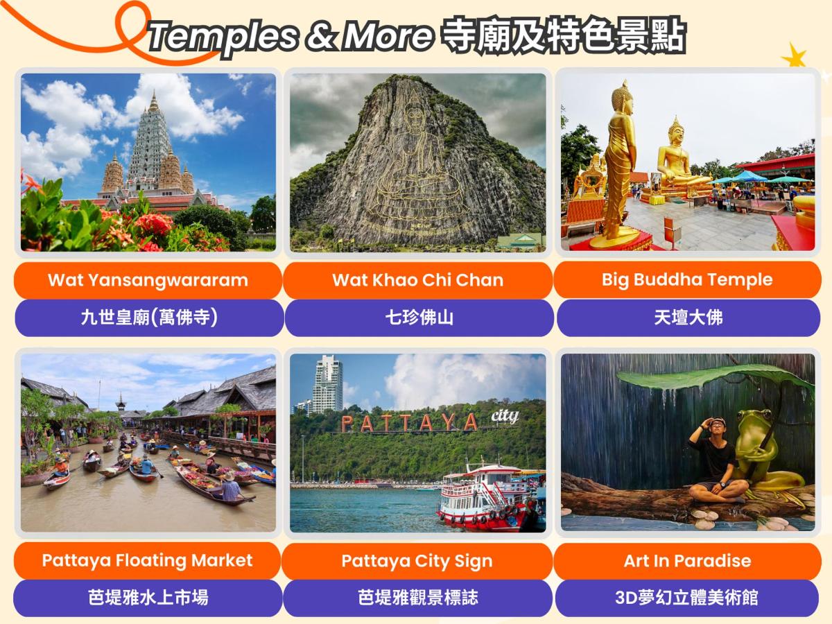 a collage of different pictures of temples and more attractions