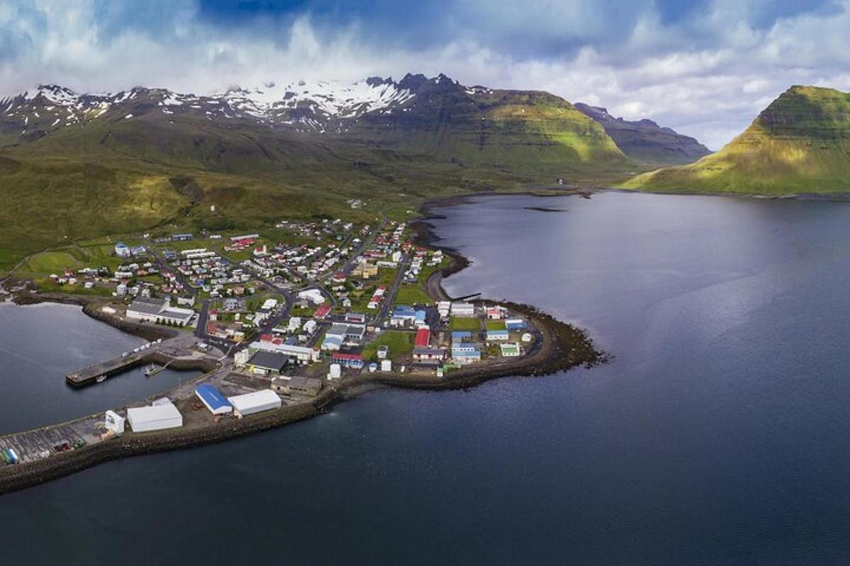 an aerial view of an island in a body of water