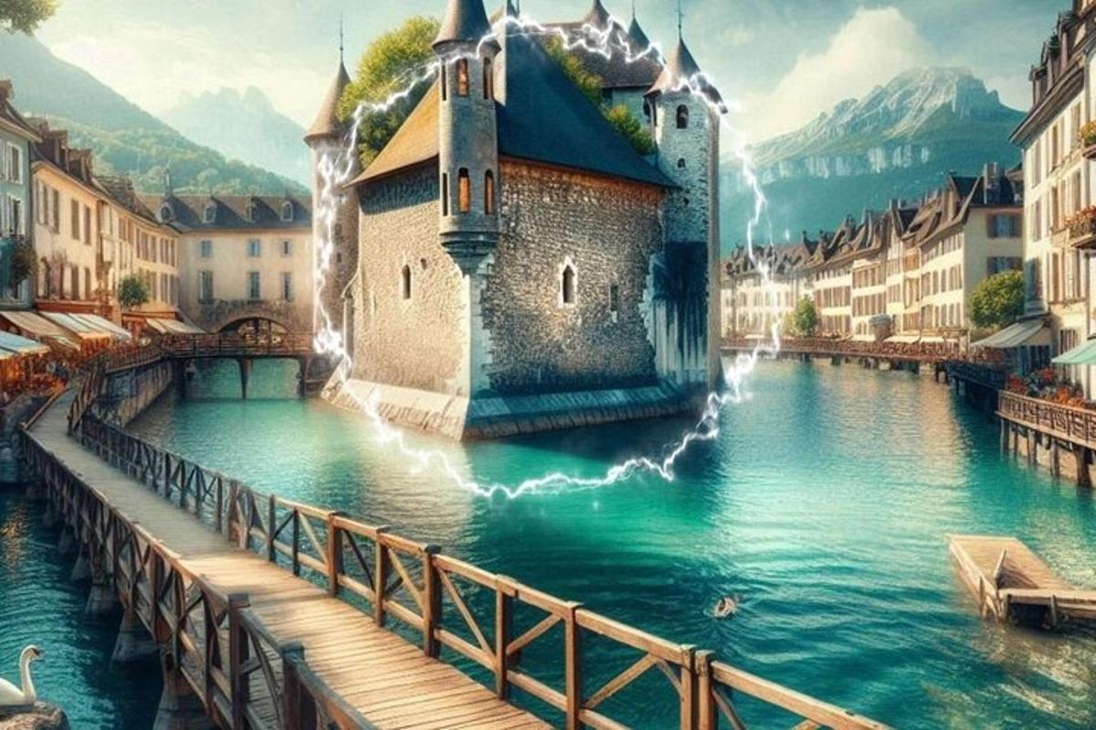 a castle on a river in a city