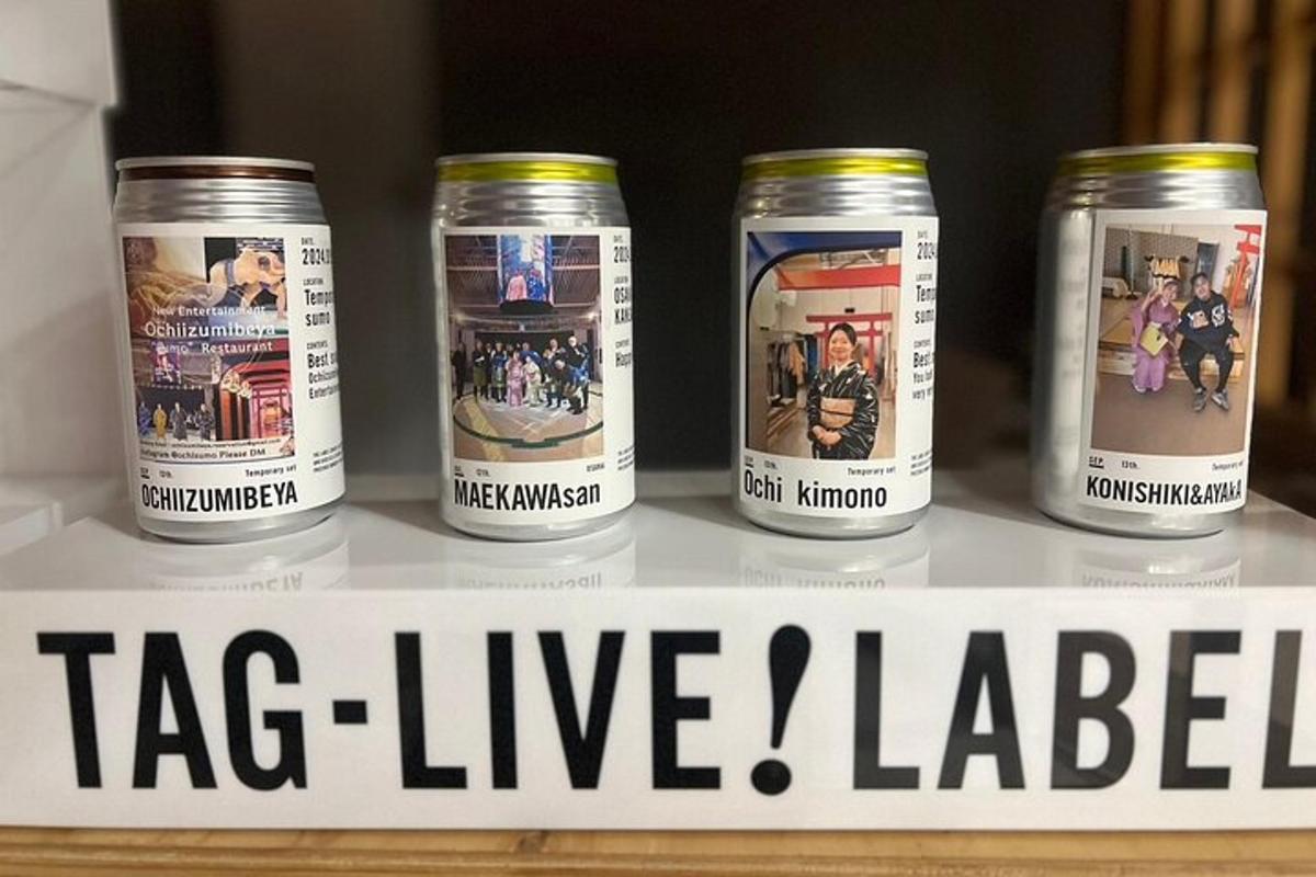 a shelf with six cans of tag live ladders