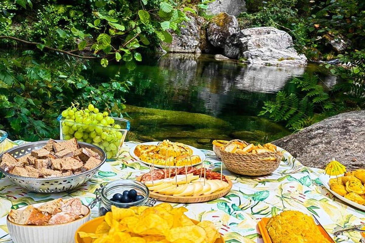 a table with many different types of food on it