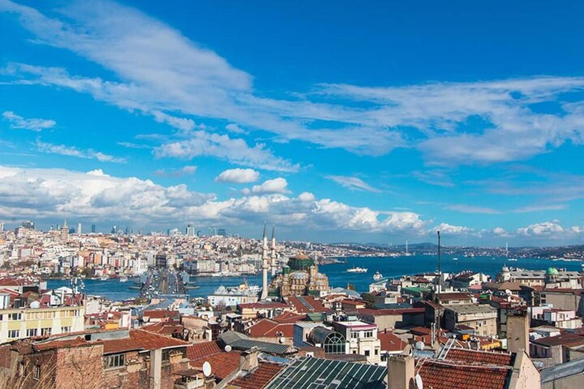 a view of a city with buildings and the water