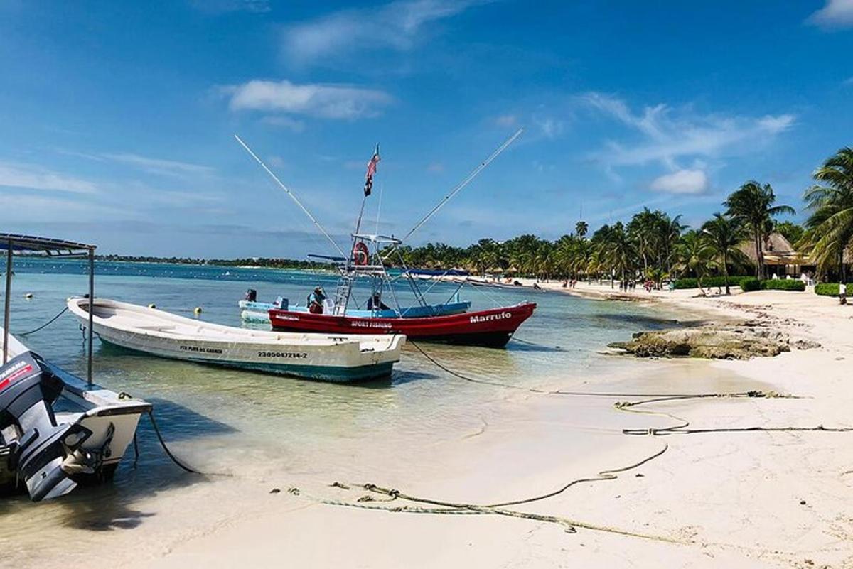 dua bot berlabuh di pantai berpasir