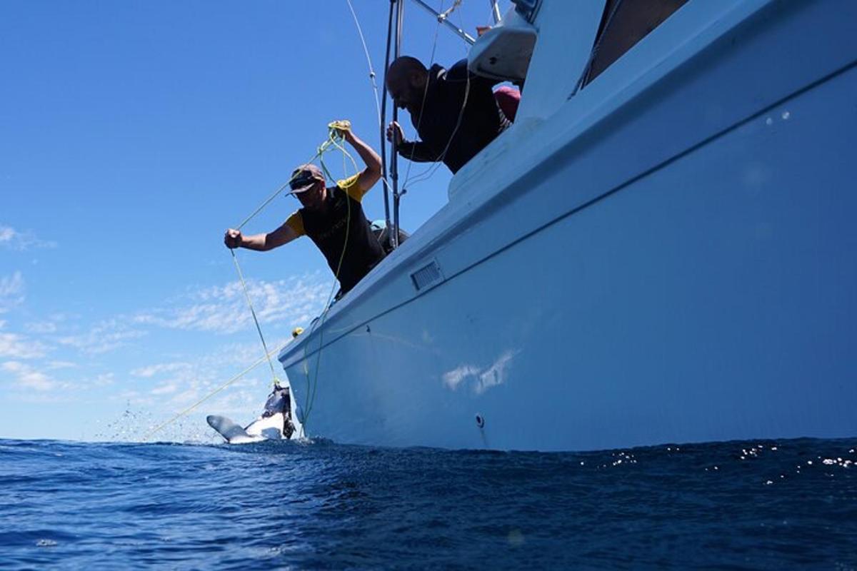 dos homes en un veler a l'oceà