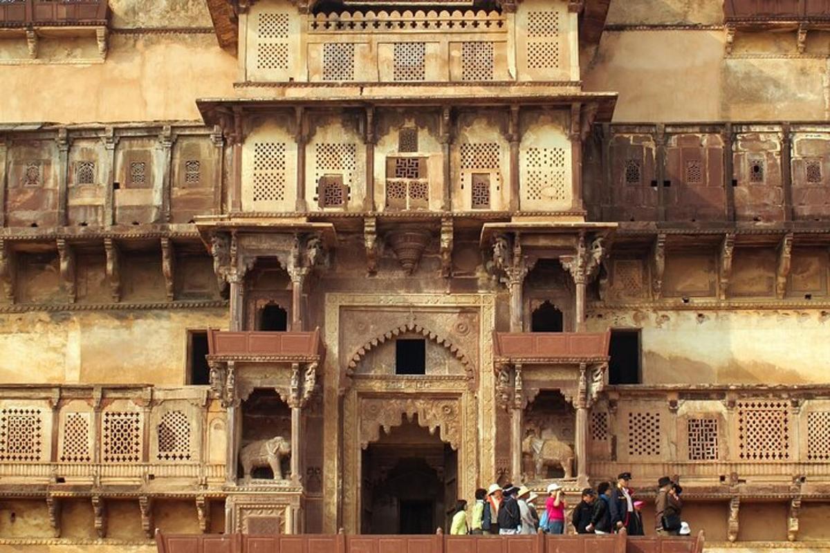 a group of people standing in front of a building