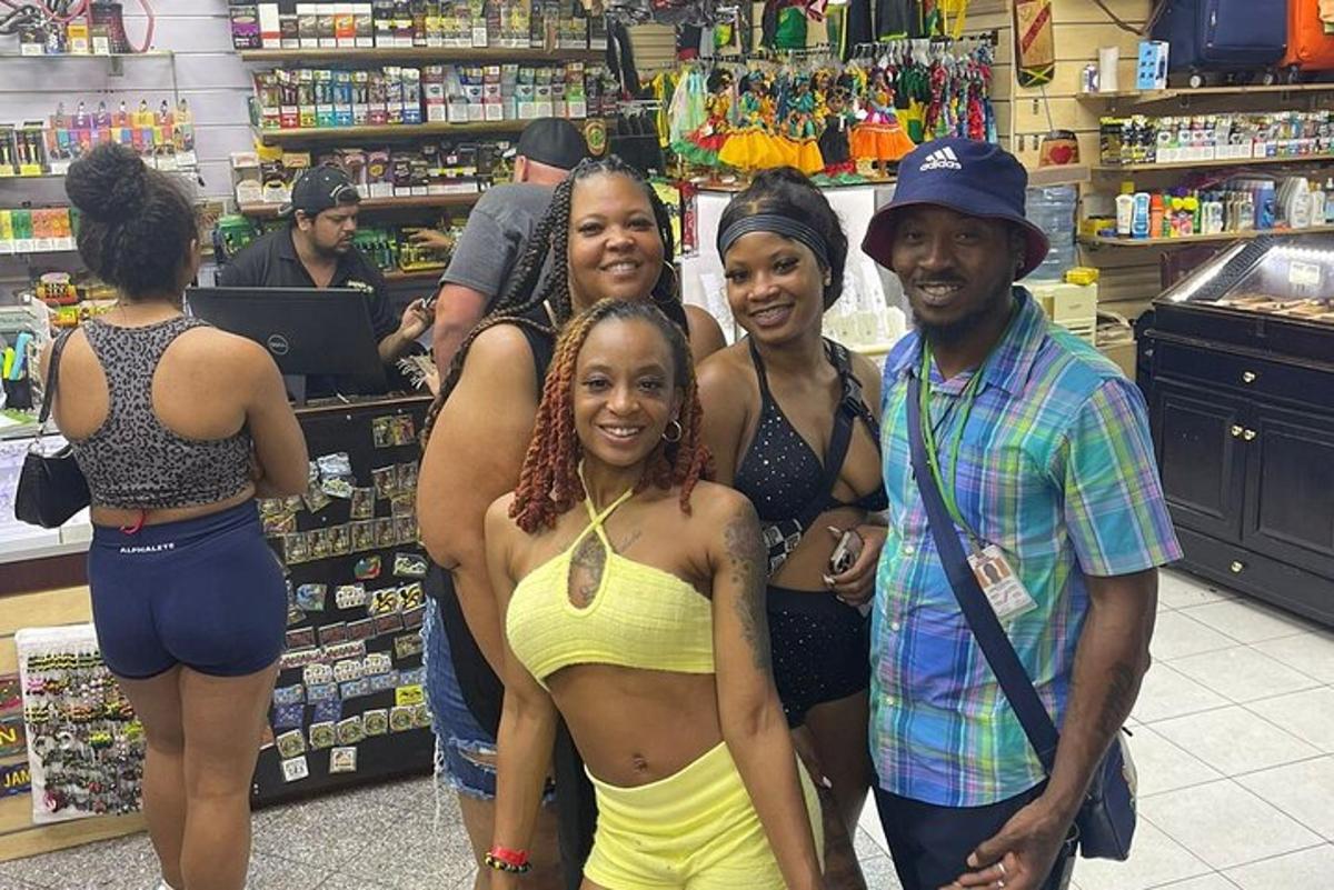 a group of people posing for a picture in a store