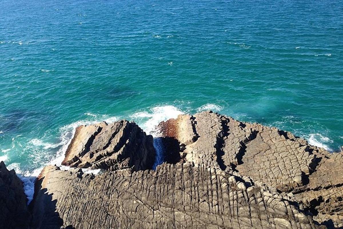 una vista aerea dell'oceano e di una costa rocciosa