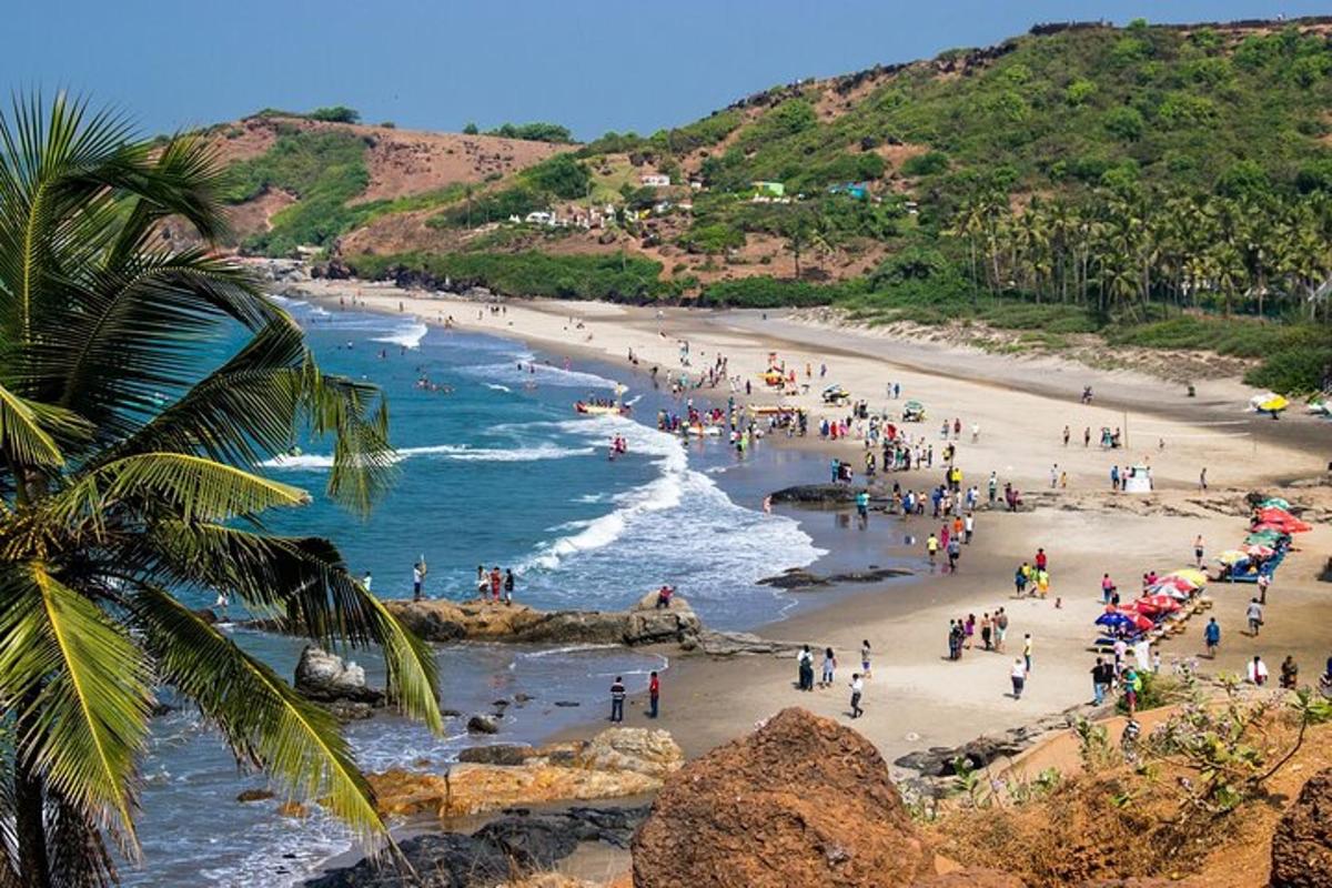 a group of people on a beach near the ocean