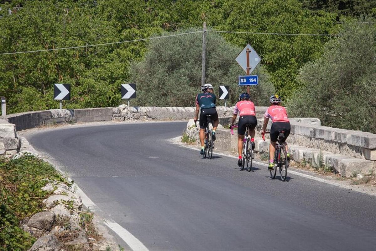 um grupo de pessoas andando de bicicleta por uma estrada