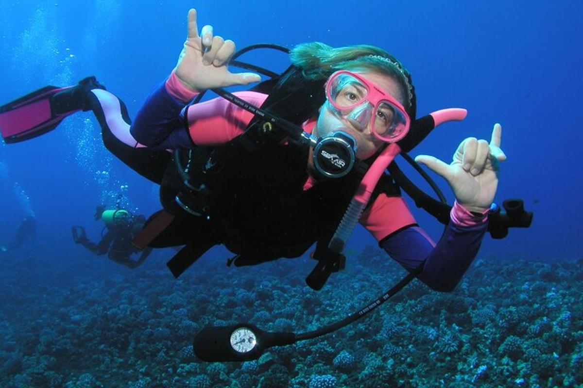 a woman in a diving suit and a mask on the water