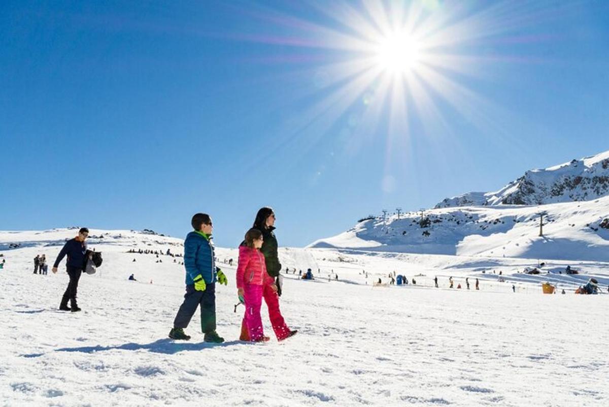 un gruppo di persone in piedi nella neve