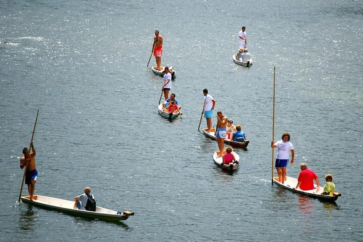 a group of people on boats in the water