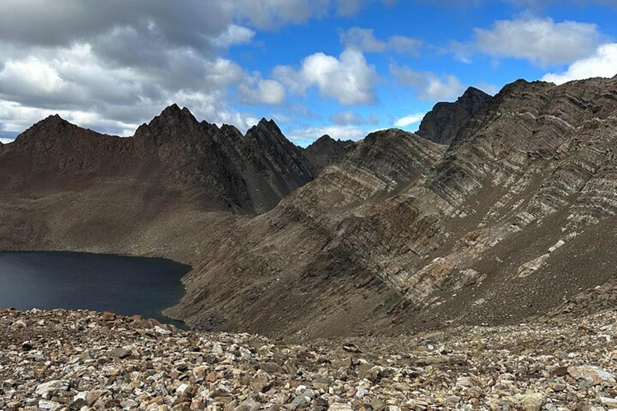 a mountain with a lake in front of it