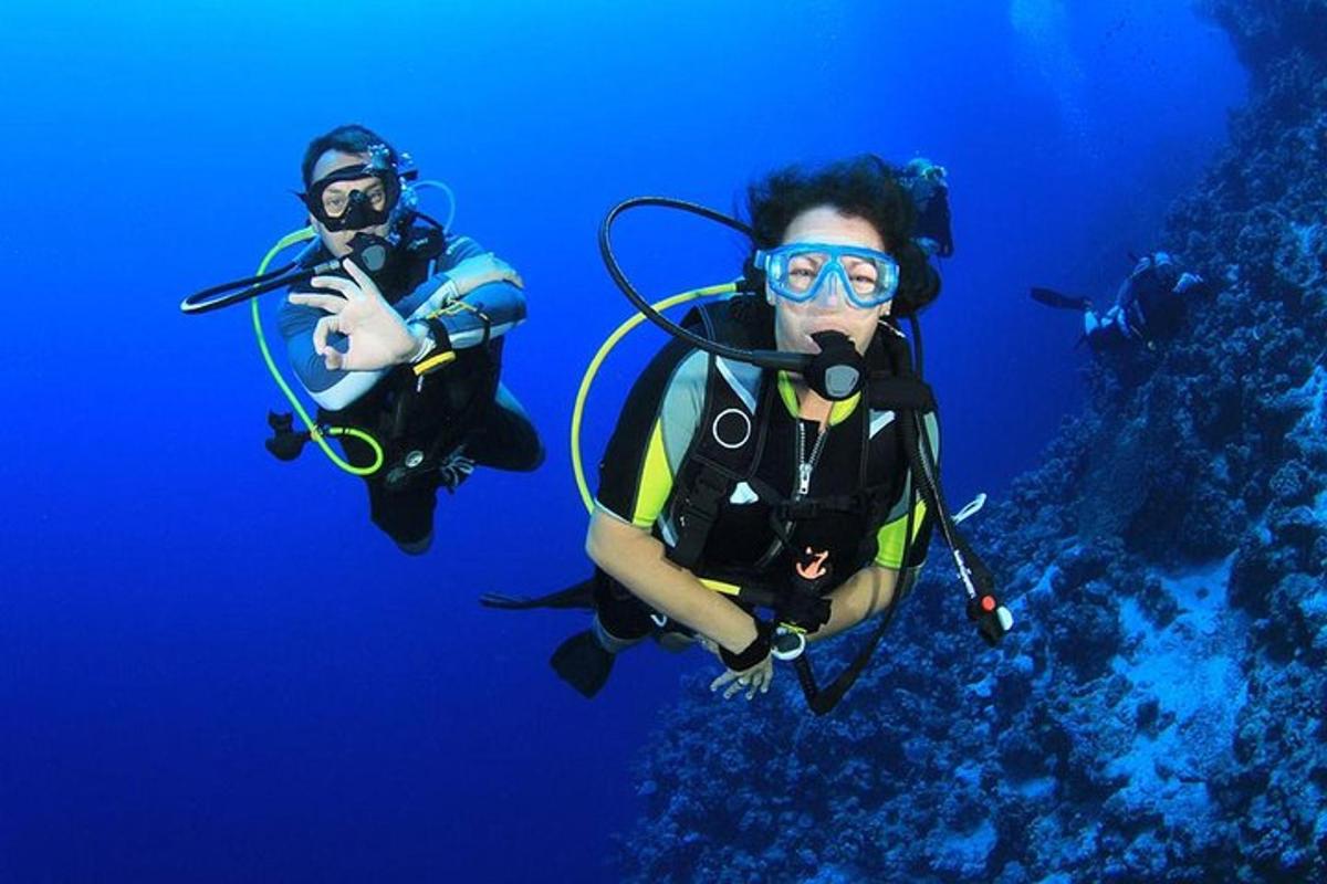 dues persones estan fent submarinisme a l'oceà