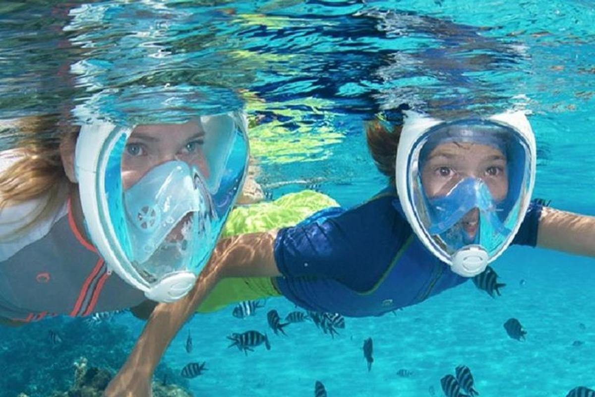 два человека в воде в масках