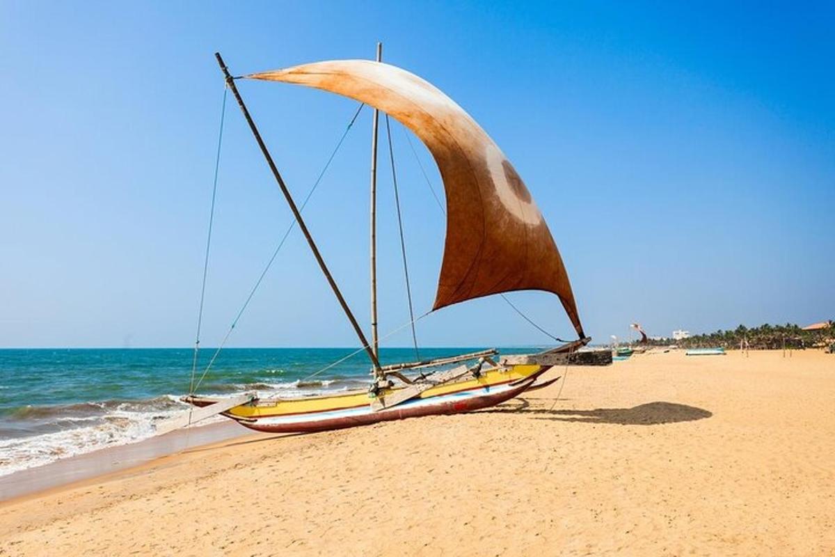 un vaixell assegut a la platja amb l'oceà