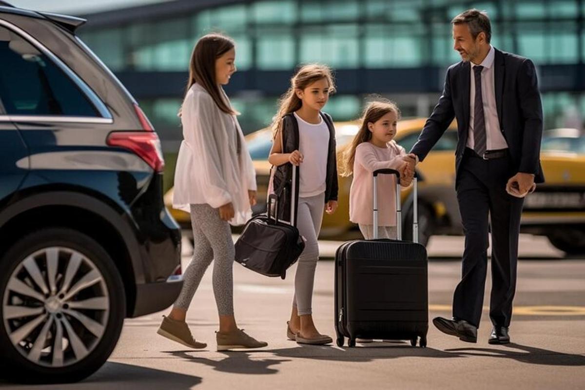 a group of people standing next to a car