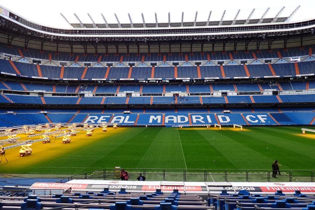 a view of a stadium with a soccer field