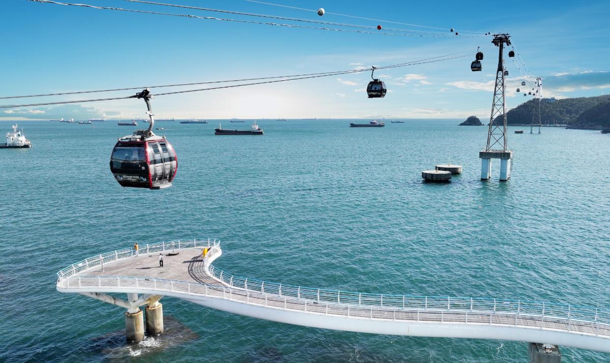 a cable car over a body of water