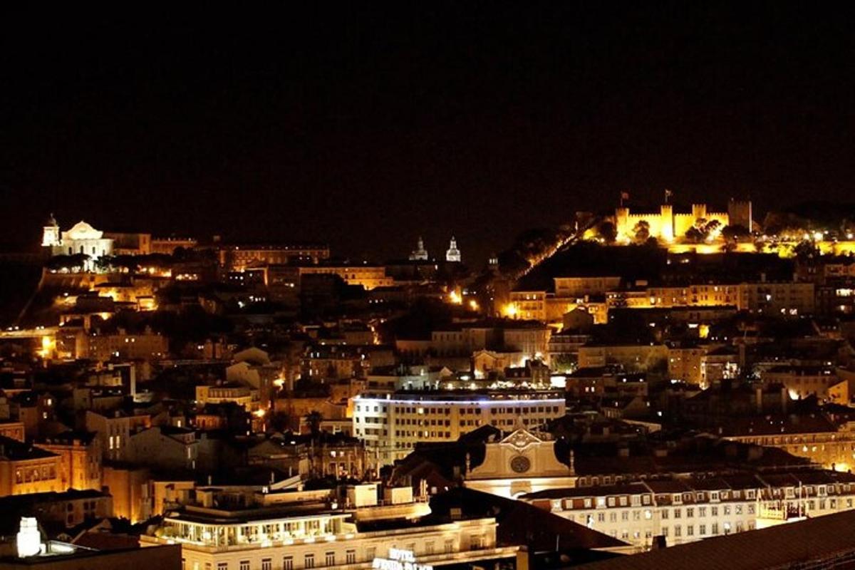 a view of a city at night with lights