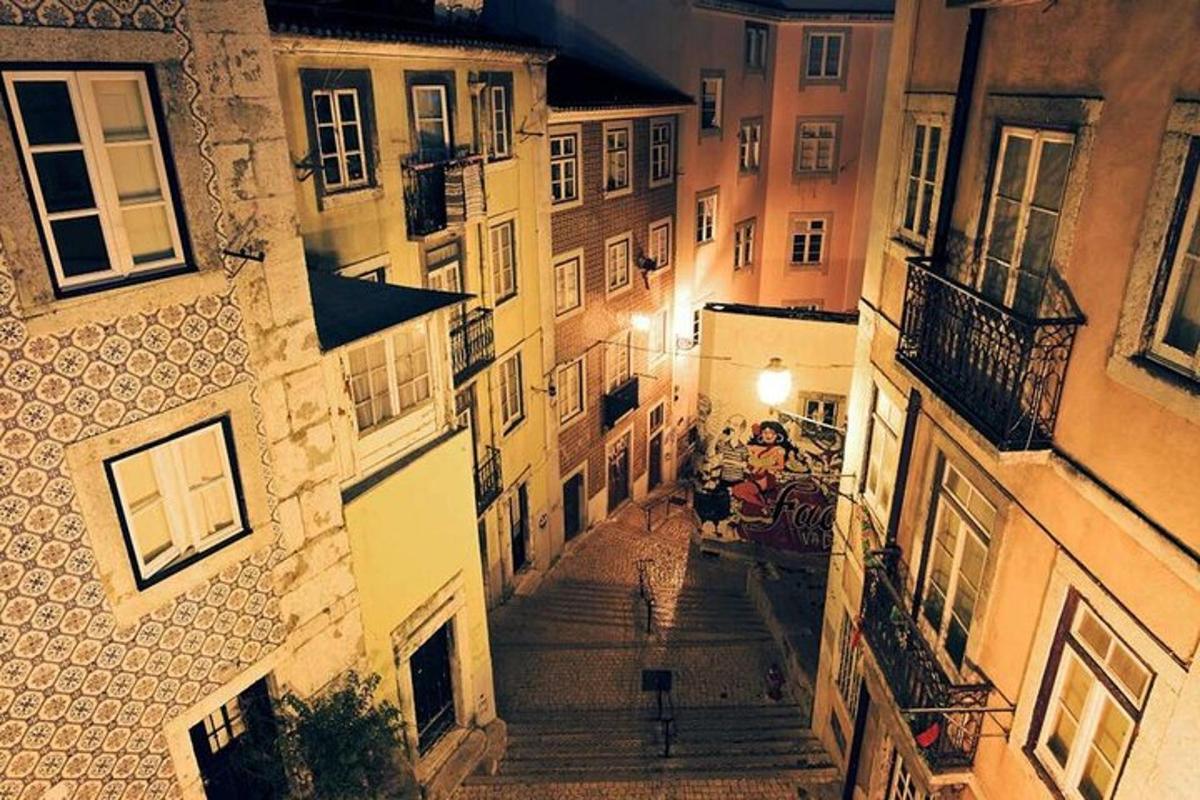 an overhead view of an alley at night