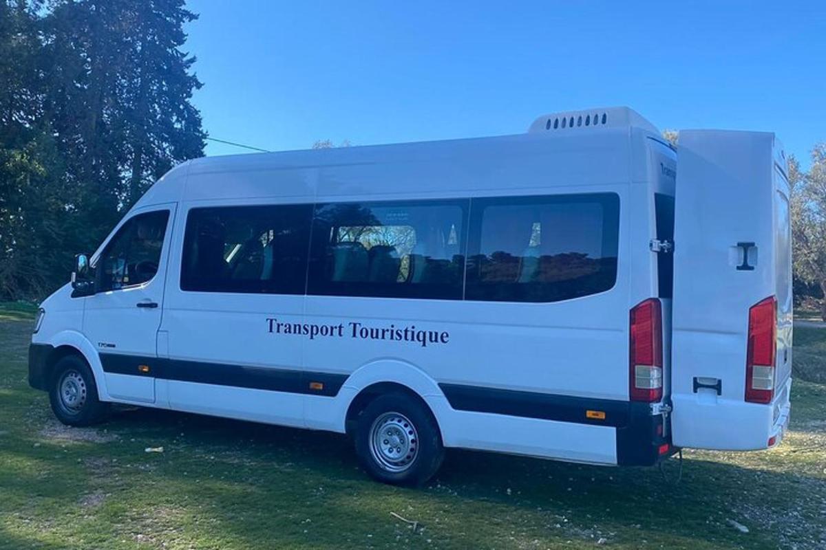 a white van is parked in a field