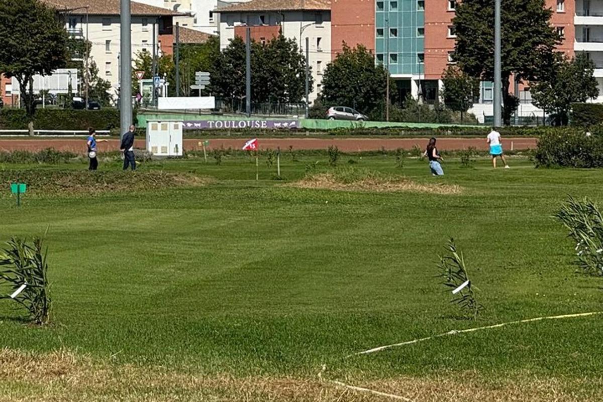 a group of people flying kites in a park