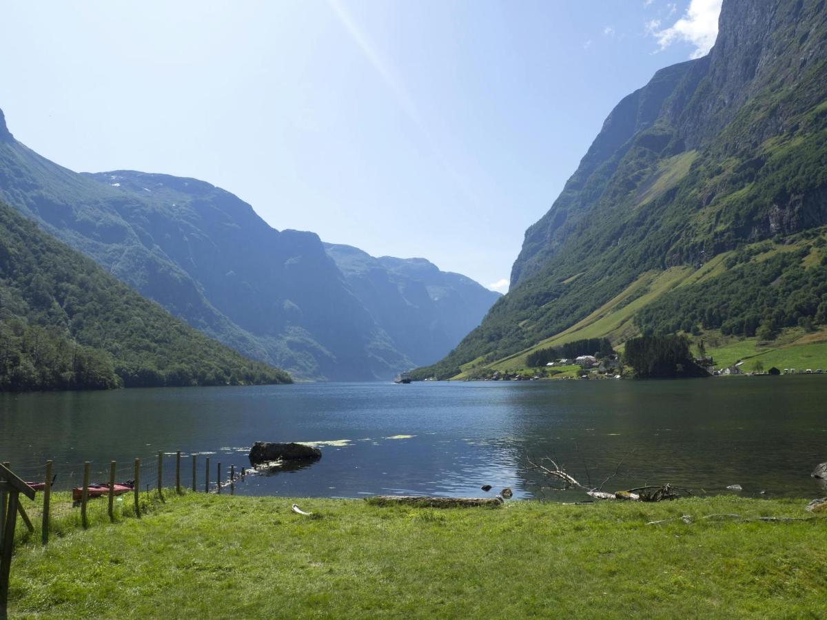 a view of a lake with mountains in the background