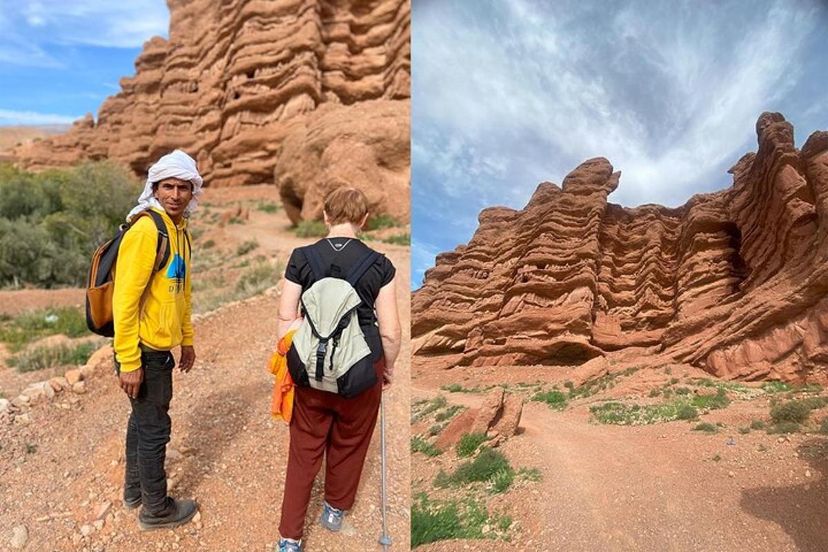 two pictures of a man standing in the desert