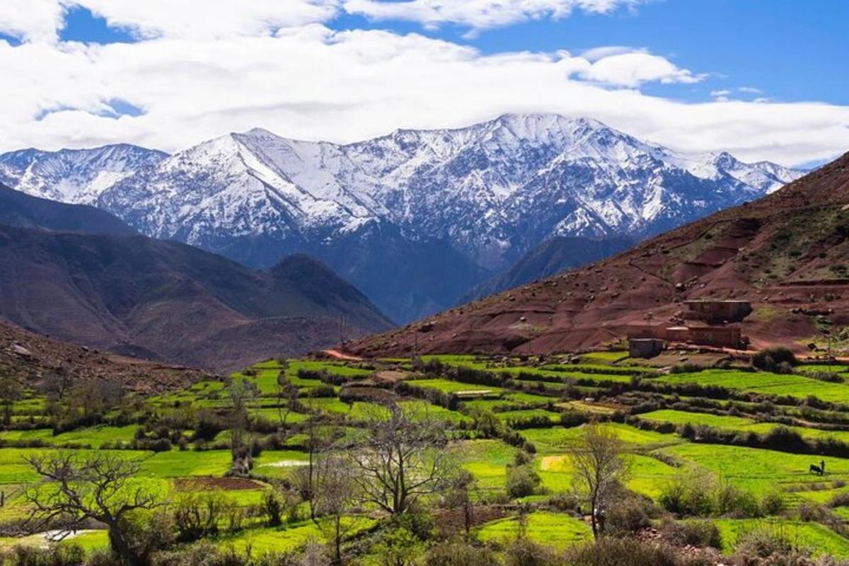a mountain range with snow covered mountains in the background