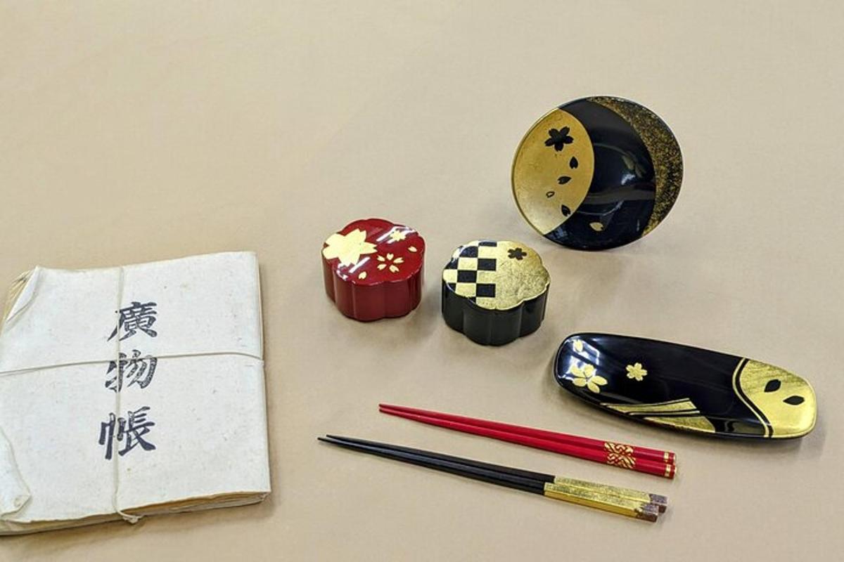 a table with some chopsticks and some chinese objects